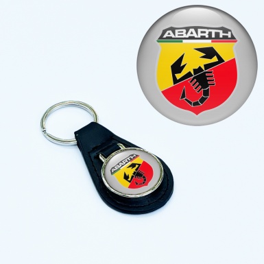 Fiat Keyring Holder Leather Grey Classic Logo