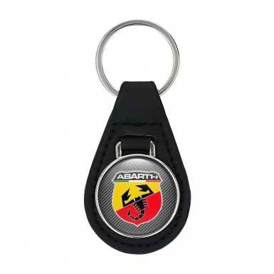 Fiat Abarth Leather Keychain Carbon Classic Logo