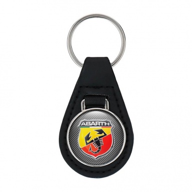 Fiat Abarth Schlusselanhanger aus Leder Kohlenstoff mit 3D Logo