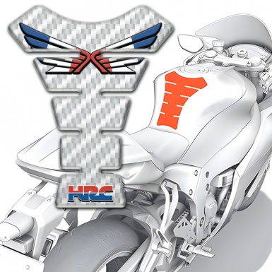 Honda Tank Protector White Carbon Style Wings Colorful Logo 
