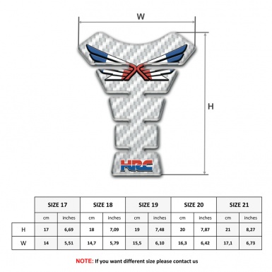Honda Tank Protector White Carbon Style Wings Colorful Logo 