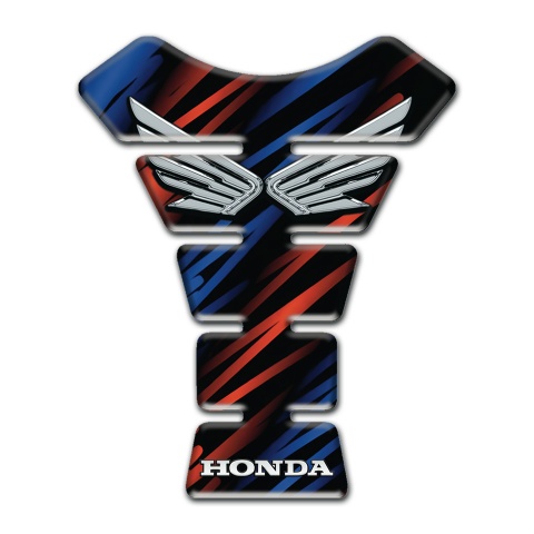 Honda Tank Protector Blue Red Lines Base Silver Logo 