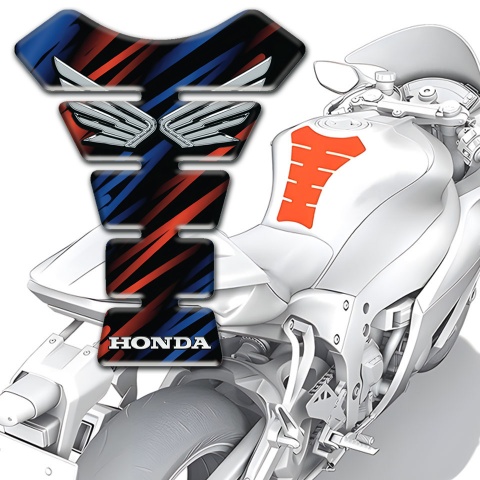 Honda Tank Protector Blue Red Lines Base Silver Logo 
