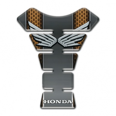 Honda Tank Guard Pads Grey Panel with Copper Honeycomb Motiff  Silver Logo 