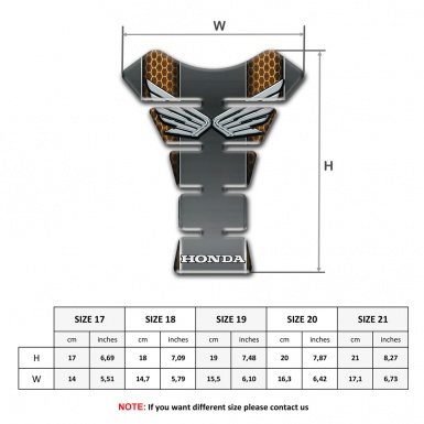 Honda Tank Guard Pads Grey Panel with Copper Honeycomb Motiff  Silver Logo 