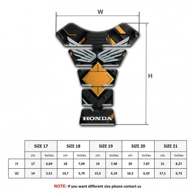 Honda Tank Pad Protector Yellow Rhombus Decoration Silver Logo 