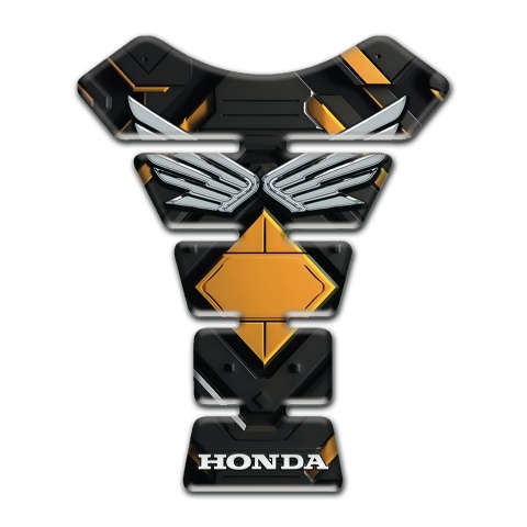 Honda Tank Pad Protector Yellow Rhombus Decoration Silver Logo 