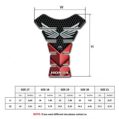 Honda Tank Protector Black Red Decoration Print with Silver Logo 