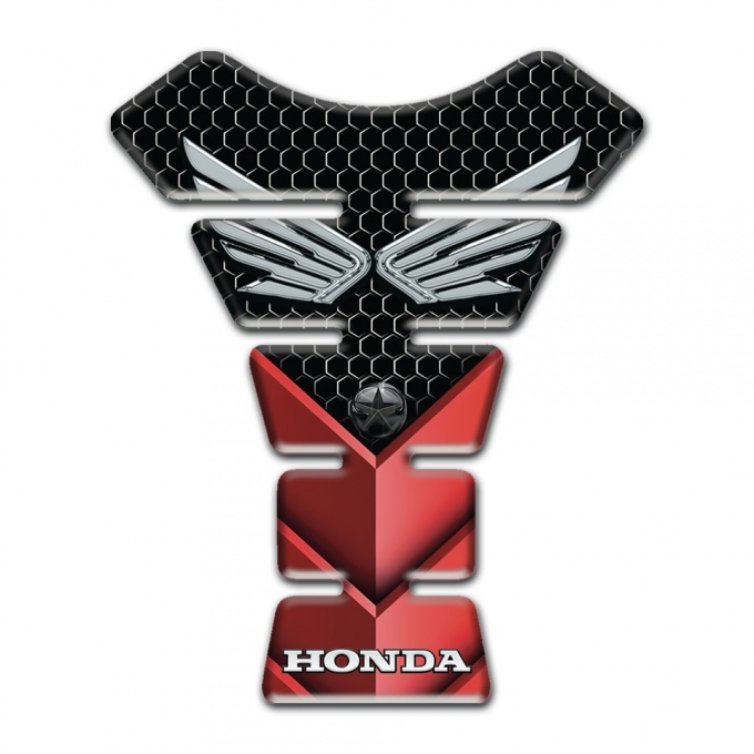 Honda Tank Protector Black Red Decoration Print with Silver Logo 