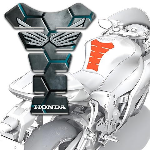 Honda Tank Guard Pads 3D Channels Design with Silver Logo 