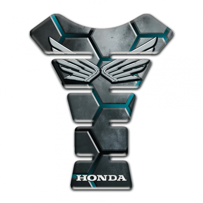 Honda Tank Guard Pads 3D Channels Design with Silver Logo 