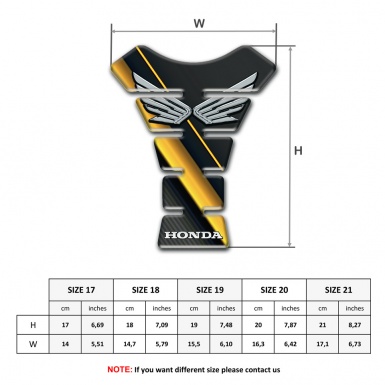 Honda Tank Pad Protector Black Base with Diagonal Yellow Bands and Silver Logo 