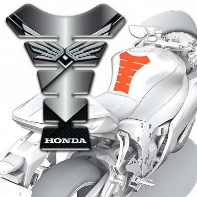 Honda Tank Fuse Black Silver Base with Fly Silver Logo 