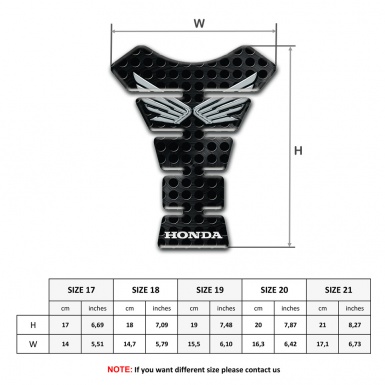 Honda Tank Pad Motorbike Black Perforated Base and Silver Logo 