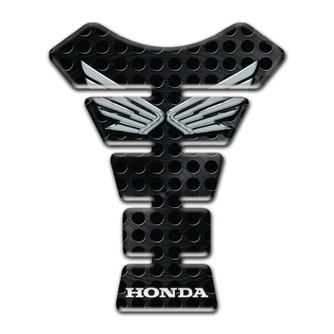 Honda Tank Pad Motorbike Black Perforated Base and Silver Logo 
