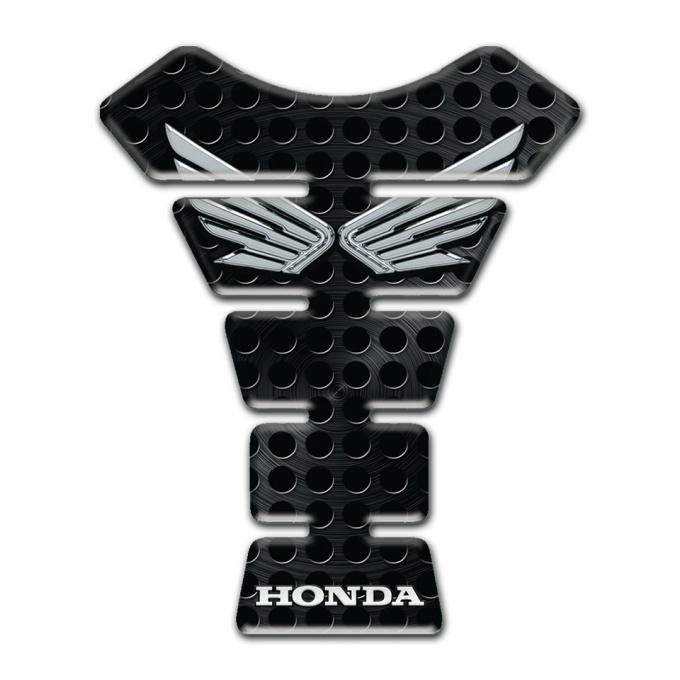 Honda Tank Pad Motorbike Black Perforated Base and Silver Logo 