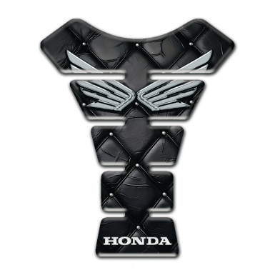 Honda Tank Protector Black Leather Effect and Silver Logo 