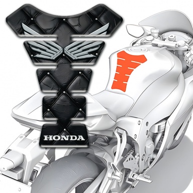 Honda Tank Protector Black Leather Effect and Silver Logo 