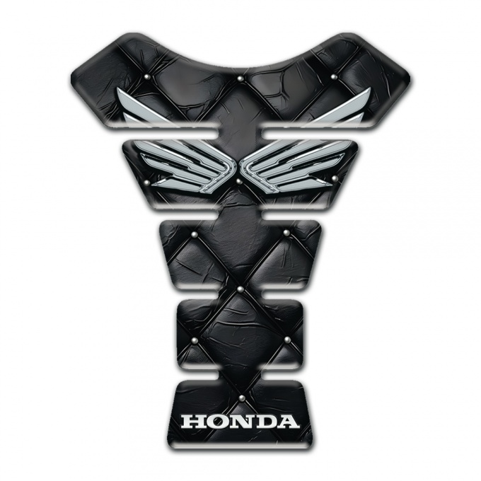 Honda Tank Protector Black Leather Effect and Silver Logo 