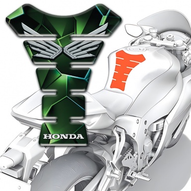 Honda Tank Guard Pads Green 3D Print with Silver Logo 
