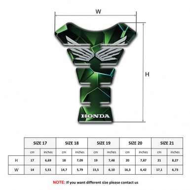 Honda Tank Guard Pads Green 3D Print with Silver Logo 