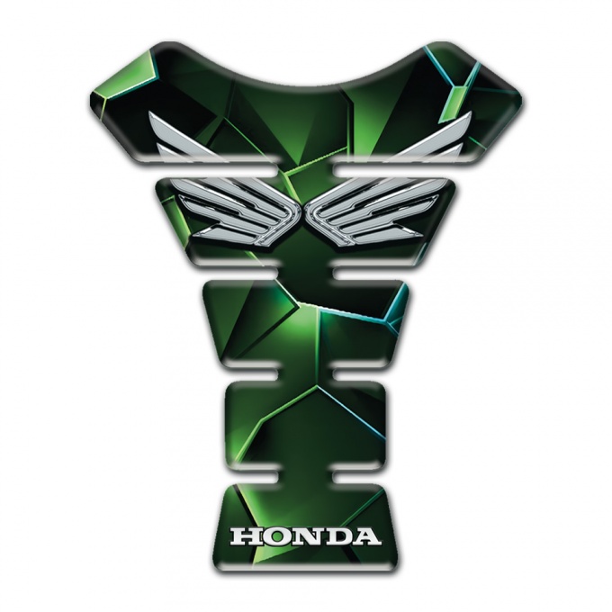 Honda Tank Guard Pads Green 3D Print with Silver Logo 