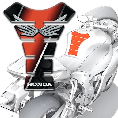 Honda Tank Pad Protector Orange Black Base Style and Silver Logo 