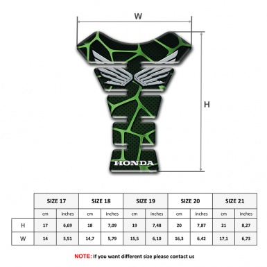 Honda Tank Pad Motorbike Black with Green Lines  Decoration Silver Logo 