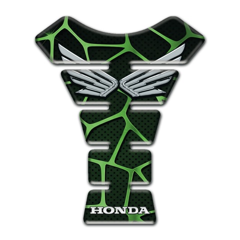 Honda Tank Pad Motorbike Black with Green Lines  Decoration Silver Logo 