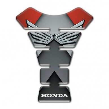Honda Tank Guard Pads Grey Red print and Silver Logo 