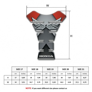 Honda Tank Guard Pads Grey Red print and Silver Logo 