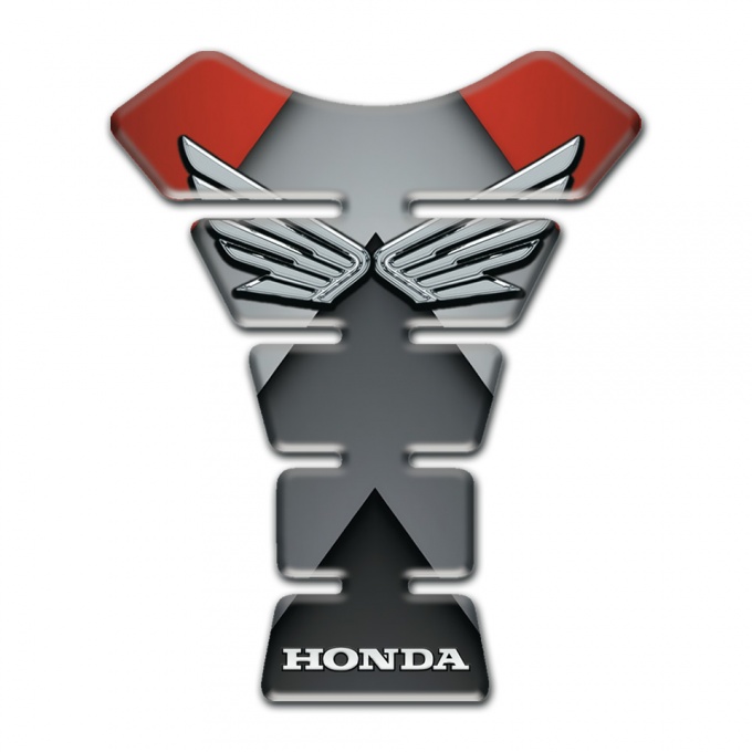 Honda Tank Guard Pads Grey Red print and Silver Logo 