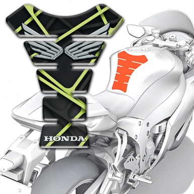 Honda Tank Fuse Black Green Print Silver Logo 