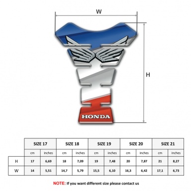 Honda Tank Pad Motorbike Colorful Base Silver Logo 