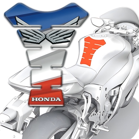 Honda Tank Pad Motorbike Colorful Base Silver Logo 