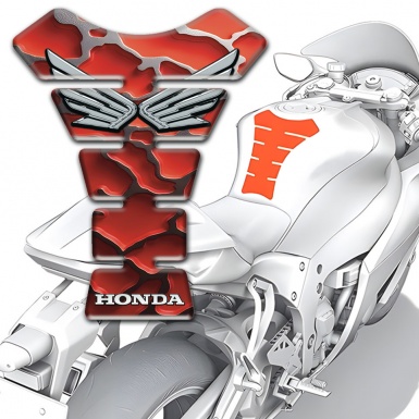 Honda Tank Pad Motorbike Red Grey Decoration Base Silver Logo 