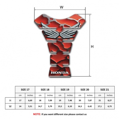 Honda Tank Pad Motorbike Red Grey Decoration Base Silver Logo 