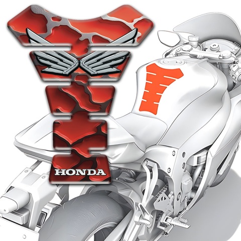 Honda Tank Pad Motorbike Red Grey Decoration Base Silver Logo 
