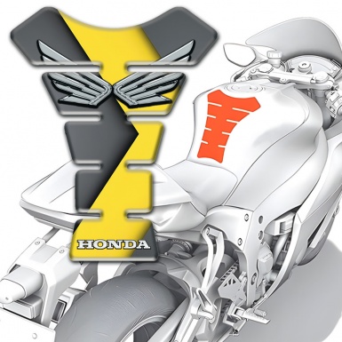 Honda Tank Protector Yellow Grey Prtint and Silver Logo 