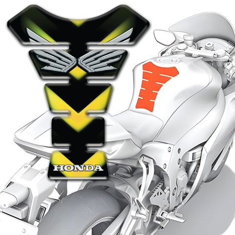 Honda Tank Guard Pads Yellow Green Patterns Base Silver Logo 