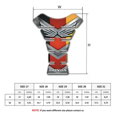 Honda Tank Pad Protector Premium Quality Design Silver Logo 