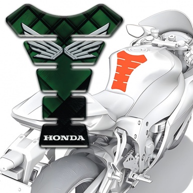 Honda Tank Guard Pads Dark Green Figures Design with Silver Logo 