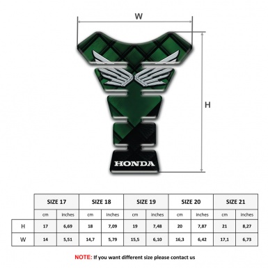 Honda Tank Guard Pads Dark Green Figures Design with Silver Logo 