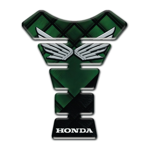Honda Tank Guard Pads Dark Green Figures Design with Silver Logo 