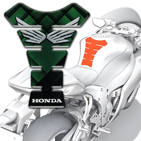 Honda Tank Guard Pads Dark Green Figures Design with Silver Logo 