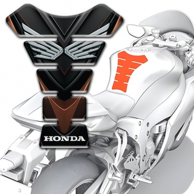 Honda Tank Pad Protector Black Brown Base Style Silver Logo 