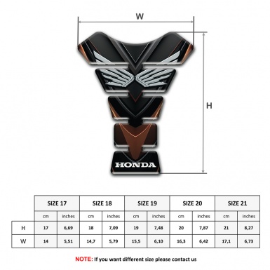 Honda Tank Pad Protector Black Brown Base Style Silver Logo 