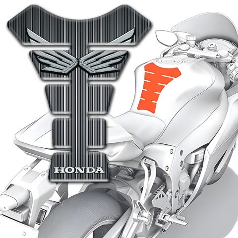 Honda Tank Fuse Grey Base with White Stripes Style 