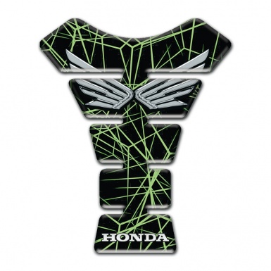 Honda Tank Guard Pads Green Spider Wb Design Silver Logo 