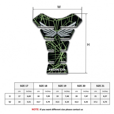 Honda Tank Guard Pads Green Spider Wb Design Silver Logo 